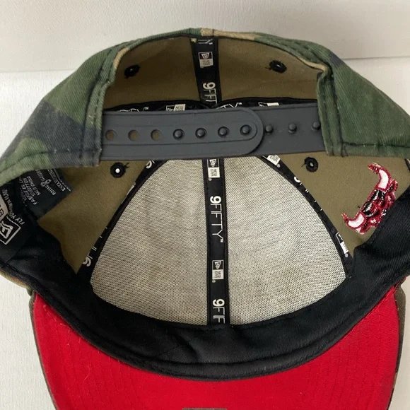 NEW ERA 9Fifty NBA Chicago Bulls GREEN CAMO Snapback Baseball Hat Cap HARDWOOD